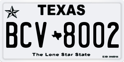 TX license plate BCV8002