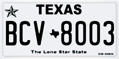TX license plate BCV8003