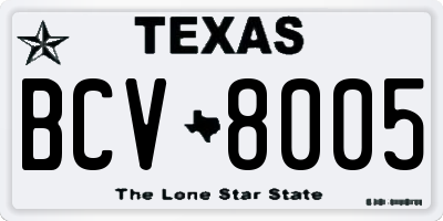 TX license plate BCV8005