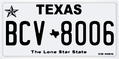 TX license plate BCV8006