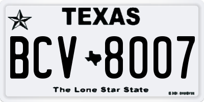 TX license plate BCV8007