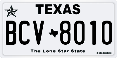 TX license plate BCV8010