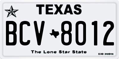 TX license plate BCV8012