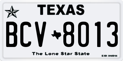 TX license plate BCV8013