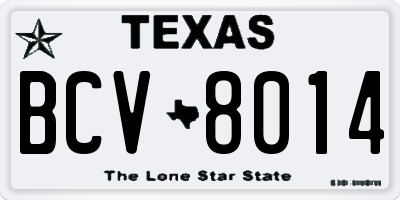 TX license plate BCV8014