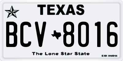TX license plate BCV8016
