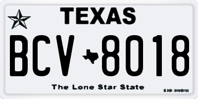 TX license plate BCV8018