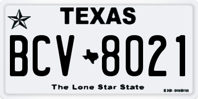 TX license plate BCV8021