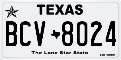 TX license plate BCV8024