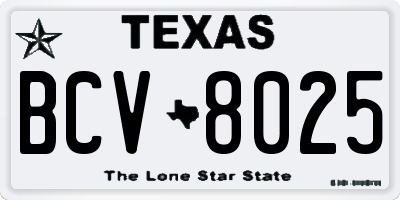TX license plate BCV8025