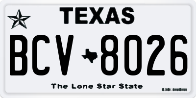 TX license plate BCV8026