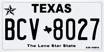 TX license plate BCV8027