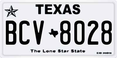 TX license plate BCV8028