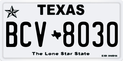 TX license plate BCV8030