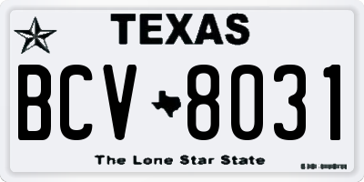 TX license plate BCV8031
