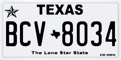 TX license plate BCV8034