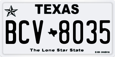 TX license plate BCV8035