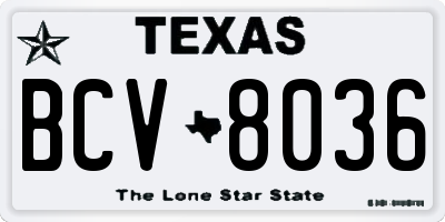 TX license plate BCV8036