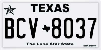 TX license plate BCV8037