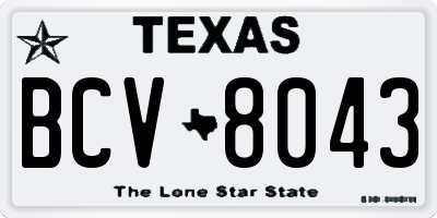 TX license plate BCV8043
