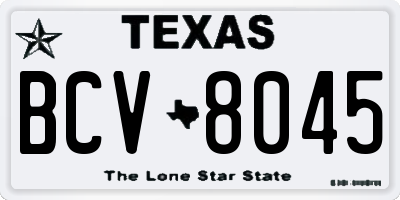 TX license plate BCV8045