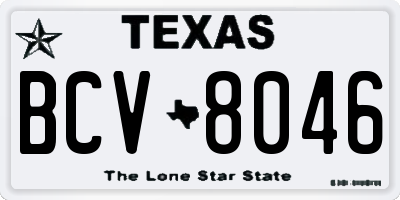 TX license plate BCV8046