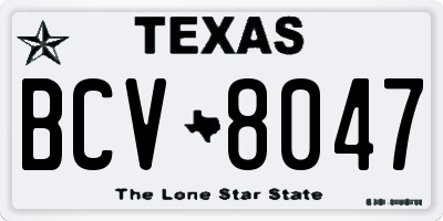 TX license plate BCV8047