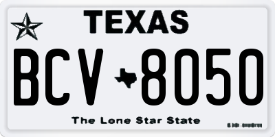 TX license plate BCV8050