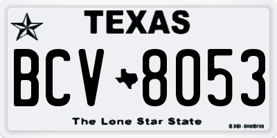 TX license plate BCV8053
