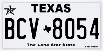 TX license plate BCV8054