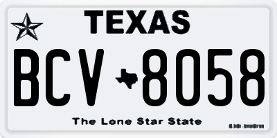 TX license plate BCV8058