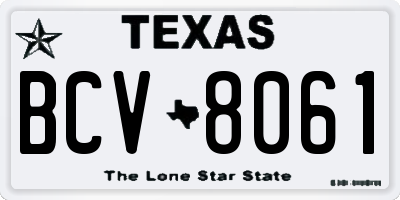 TX license plate BCV8061