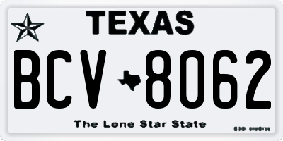 TX license plate BCV8062
