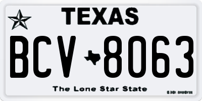 TX license plate BCV8063