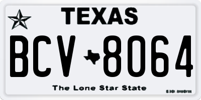 TX license plate BCV8064