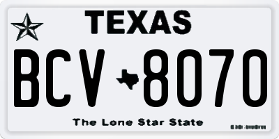 TX license plate BCV8070
