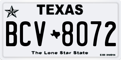 TX license plate BCV8072