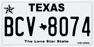 TX license plate BCV8074