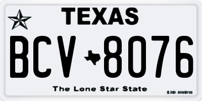 TX license plate BCV8076