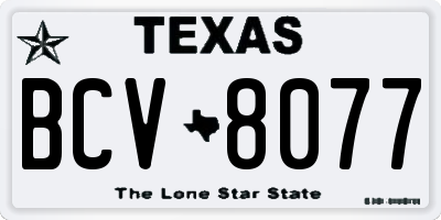 TX license plate BCV8077