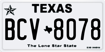 TX license plate BCV8078