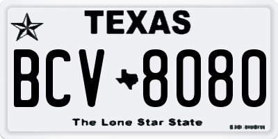 TX license plate BCV8080