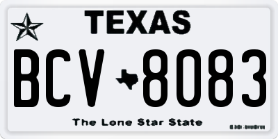 TX license plate BCV8083