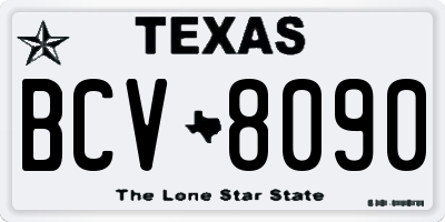 TX license plate BCV8090