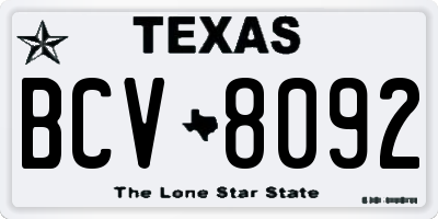 TX license plate BCV8092