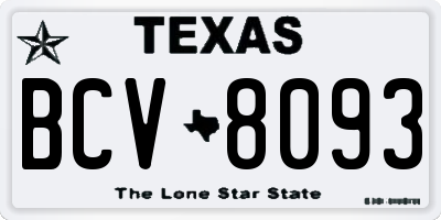 TX license plate BCV8093