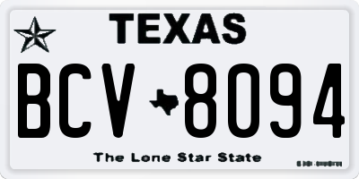 TX license plate BCV8094