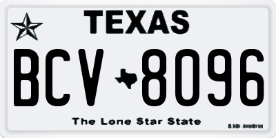 TX license plate BCV8096