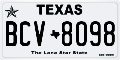 TX license plate BCV8098