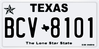 TX license plate BCV8101